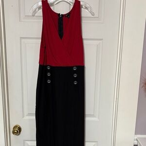 Torrid size 2.  Red and Black Button-Accent Midi Dress